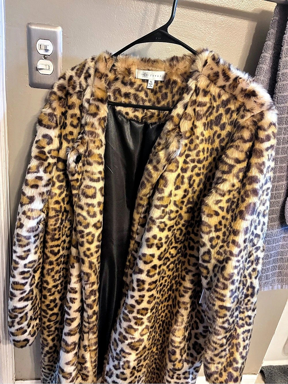Fever Leopard Fur Coat Brown & Black Size XL NWT